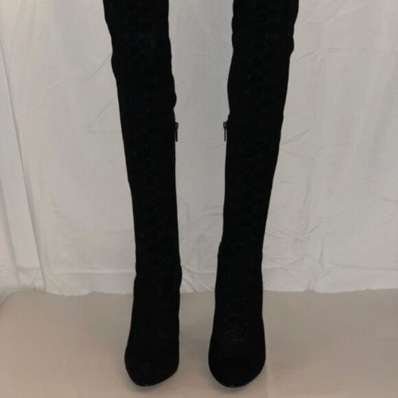 40 US 9❤️LE SILLA ITALY LEATHER SUEDE STRETCH OVER KNEE HIGH HEELS TALL BOOTS - Picture 5 of 13